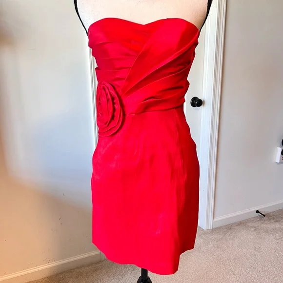 Masquerade Dresses | Vintage Masquerade Pleated Rosette Strapless Mini Dresssz. 5/6 Juniors Small | Color: Red | Size: 5j